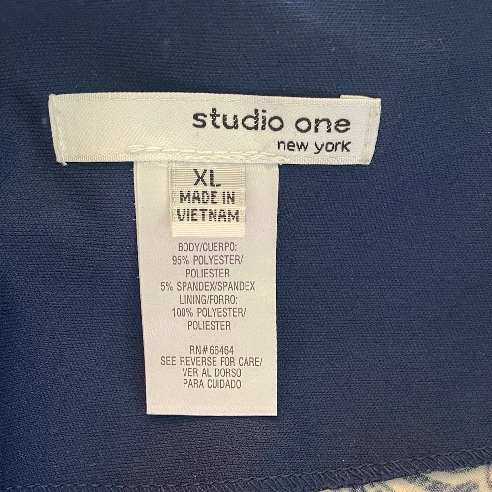 STUDIO ONE Blue Patterned Shift Dress Size XL